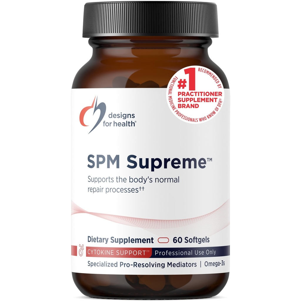 Designs for Health SPM Supreme - 3 Specializirani pro-Resolution Mediatorji iz ribjega olja - Omega 3 Maščobne kisline dopolnilo, SPM ribje olje (60 Softgels)