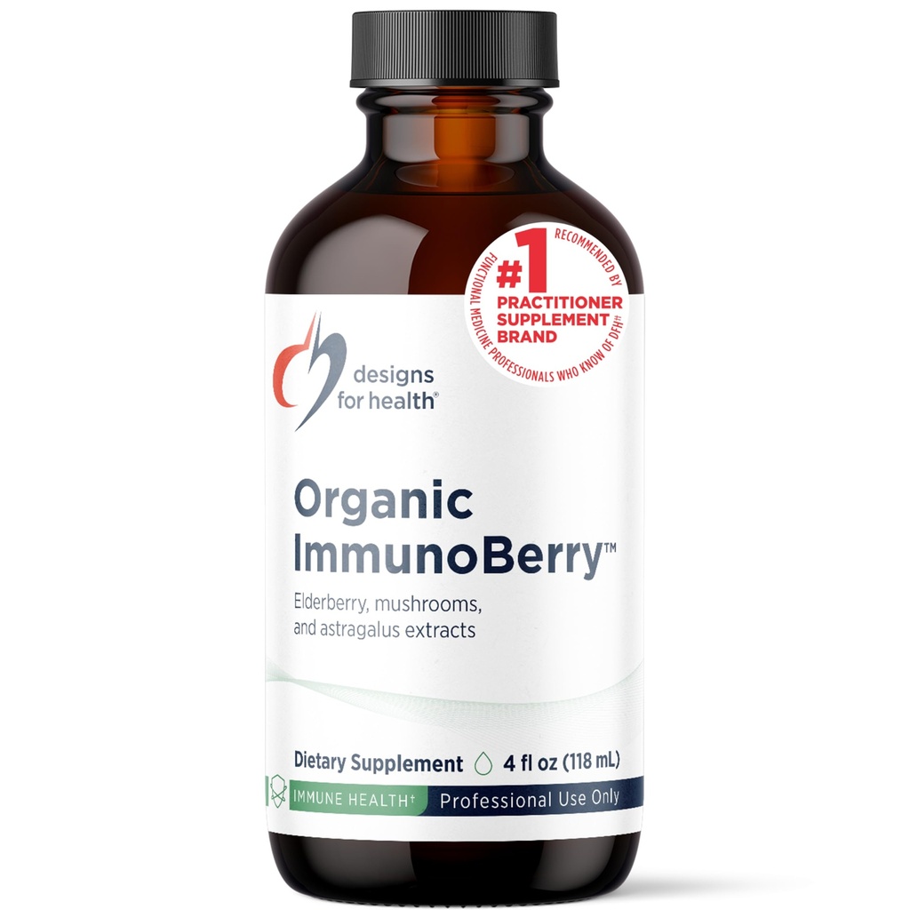 Designs for Health Elderberry Syrup with Wild Cherry Bark - Organic ImmunoBerry Liquid - Astragalus, Shiitake + Maitake goba - Imunska podpora dodatek za odrasle + otroke (118 Servings / 4oz)