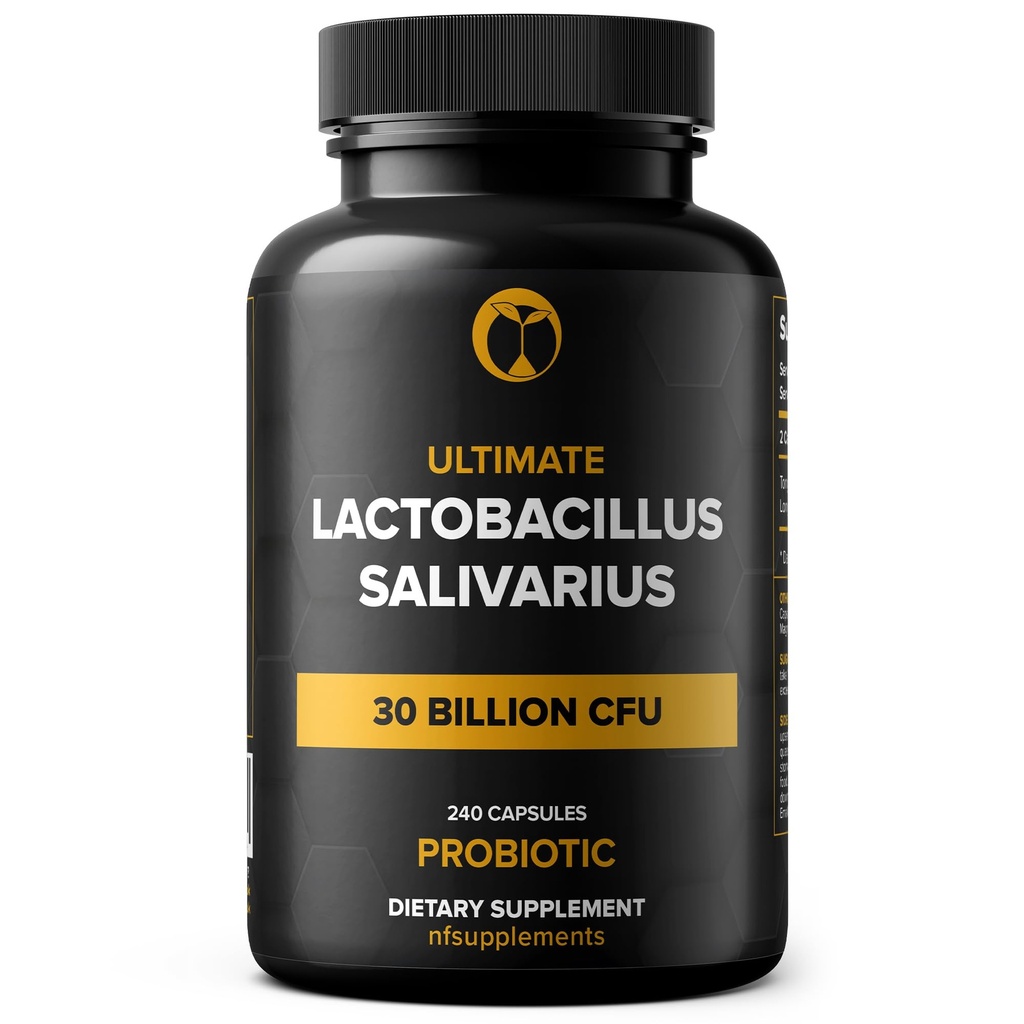 Lactobacillus Salivarius Probiotic Supplement 30 milijard CFU 240 Tablete Probiotiki za moške in ženske podpira Prebavne in zobozdravstvene zdravstvene Vegan Gluten Free Non-GMO (240, Lactobacillus Salivarius)