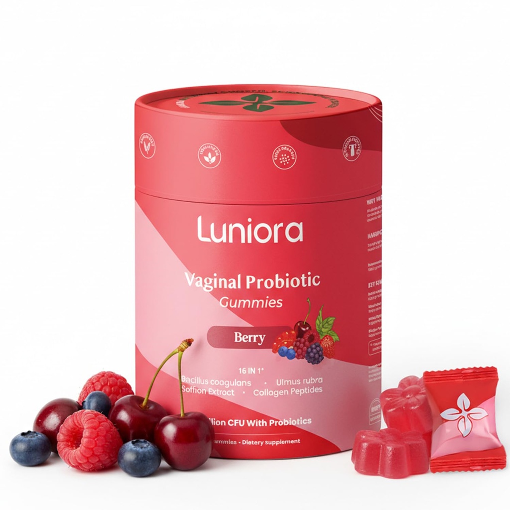 16-in-1 Vaginalni probiotični gumiji za ženske – Berry Feminine Balance Gumies s 4,7B CFU probiotiki, brusnice, Prebiotične Fiber & Collagen – Vaginalno zdravje in pH Balance Podpora – 60 Gumies