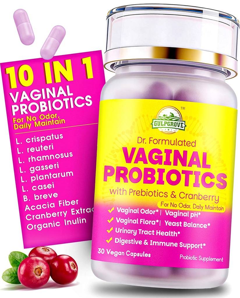 Vaginalni probiotiki za ženske s prebiotiki in brusnice - Dr. Formulirana Feminin pH Balance Dnevni dodatek, Podpira Vaginal Odor Control & Sein Tract zdravje, 30