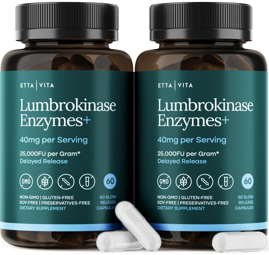 Potentna lumbrokinaza dodatek (120 Servinges) 40 mg/serving (Max Activity - 800.000 enot) - Lumbrokinaza Enzymes Kapsule za energetsko podporo, Digestion, Cognition & Gut Health - podobno kot Nattokinaza