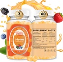 L-Lysine Gumies 1000mg - L-L-Lysine dopolnila za otroke in odrasle - Lip and Cold Sore* Podpora za ženske - Žvečljive lizine Gumiji z vitaminom B12 - Vegan, Non GMOS, Gluten-free, 120 Counts