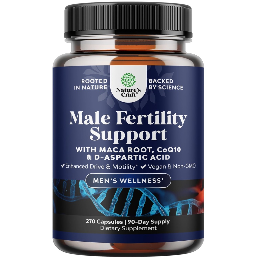Precep moški plodnost dodatek - Semen Volume Booster z CoQ10, Maca Root, Metil Folate & D-Asparagična kislina - Moški plodnost dopolnilo za spermo gibljivost - Conception za njega, 90 dni