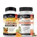 Ekstra moč Ashwagandha kapsule (2 mesec dobave) Plus kurkumin s črno papriko ekstrakt 1500mg kompleks (Trial size)
