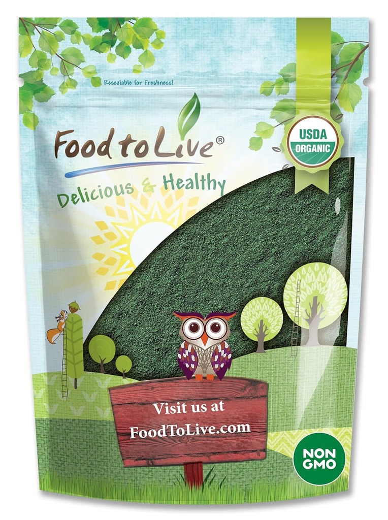 Živilo za živo organsko spirulino v prahu, 4 funti – ne-GMO, Košir, surove modro-zelene alge, veganska superživila, razsutem stanju, neobsevani, čisti veganski zeleni proteini, bogati z vitamini in minerali, super za pijače