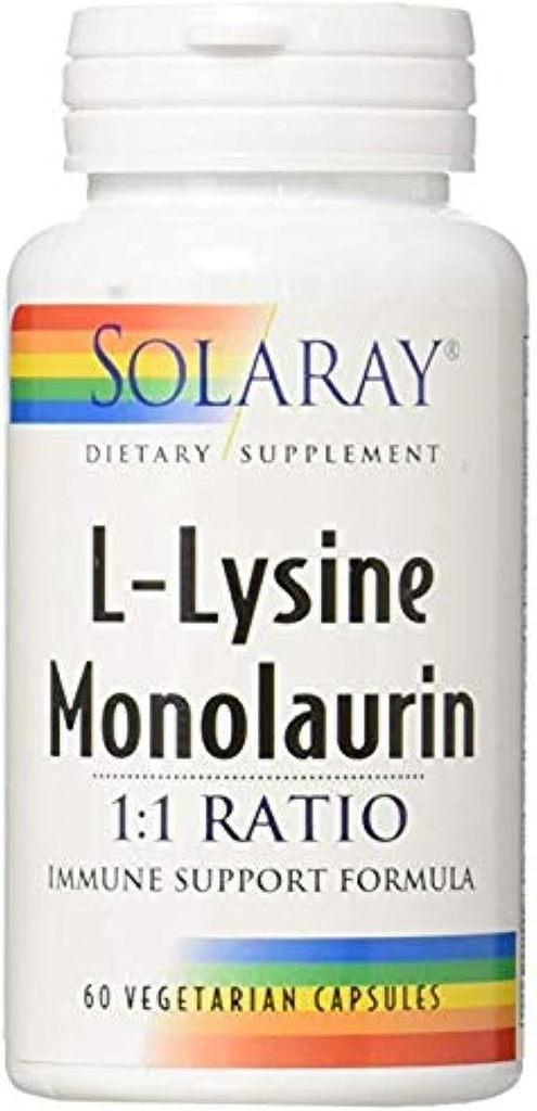 Solaray L-Lysine monolaurin 1:1 razmerje, 60 kapsul (2 pakiranji)