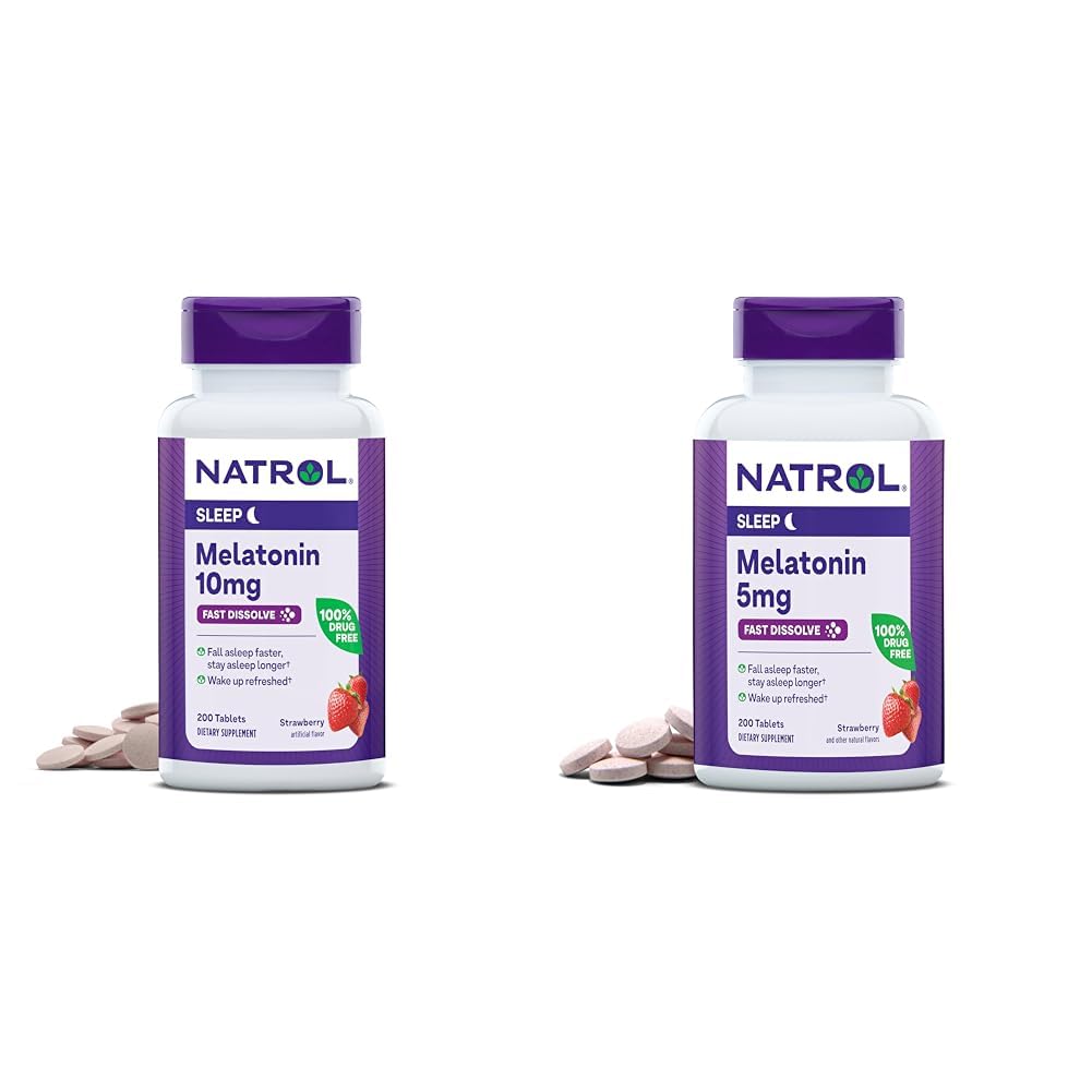 Natrol Melatonin 10mg 200 tablet & 5mg 200 tablet Jagodno razkošno hitro razsoložljiva podpora za spanje