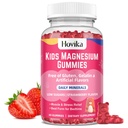 Magnezijevi žvečilni gumiji za otroke - magnezijev citrat + vitamin B6 & D3 - odličen okusni otroci Magnezij Calm Gumiji za živčno zdravje kosti in mišic za otroke Wellness, Veganska jagodna aroma 60 Count