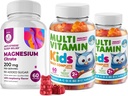 Otroci Multivitaminski žvečilni gumiji 14 Esencialni vitamini in magnezijevi gumiji Sugar-free - Dnevni dodatek Vitamin A,C,D,E vegetarijanski B6&B12,Zinc,Biotin s sladkorjem brez magnezija mirni žveči za otroke in odrasle