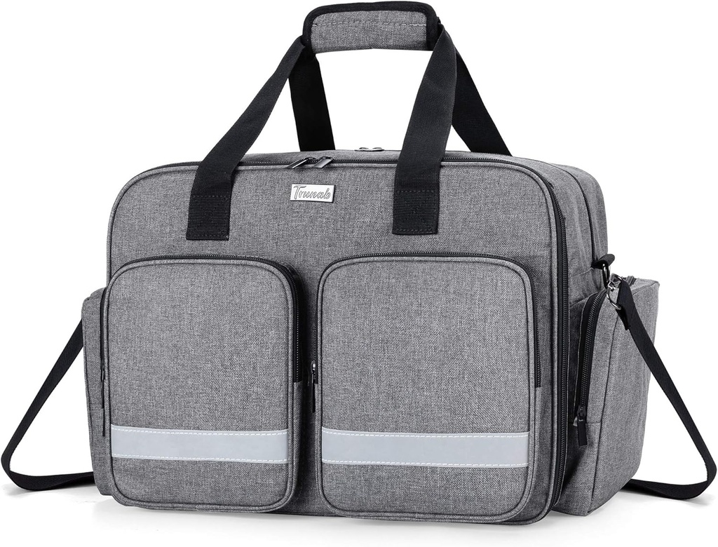 Trunab Medical Bag - Prazna vrečka za prvo pomoč za medicinsko sestro, zdravnik, bolničar - Domov Nega Sestra Bag z oblazinjeno plastjo za prenosnik - Patented Design - Siva