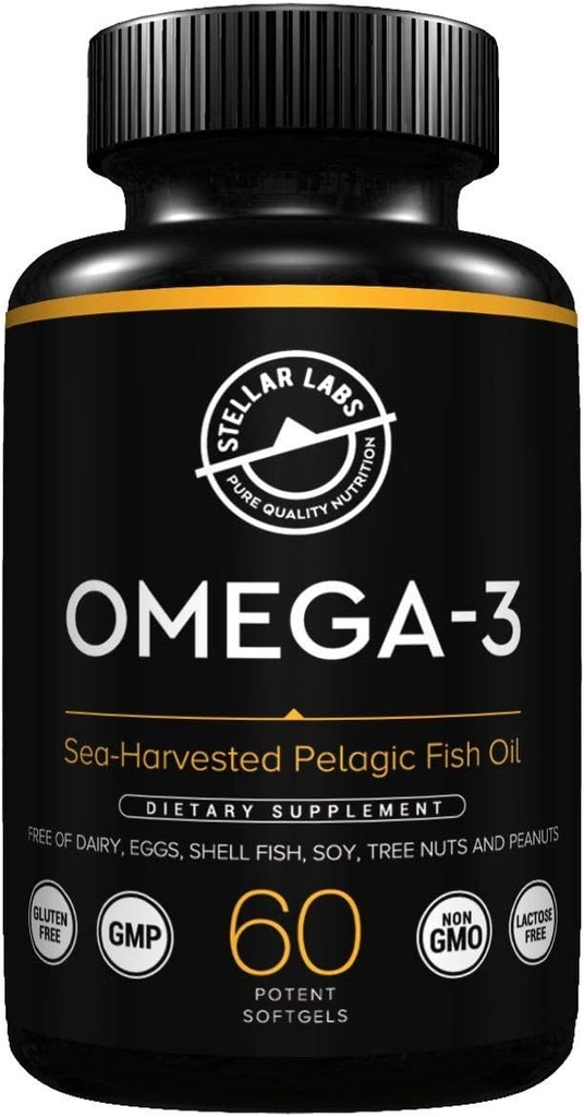 Steller Labs Omega-3 ribje olje dodatek - 60 CT LowFODMAP Potrjeno