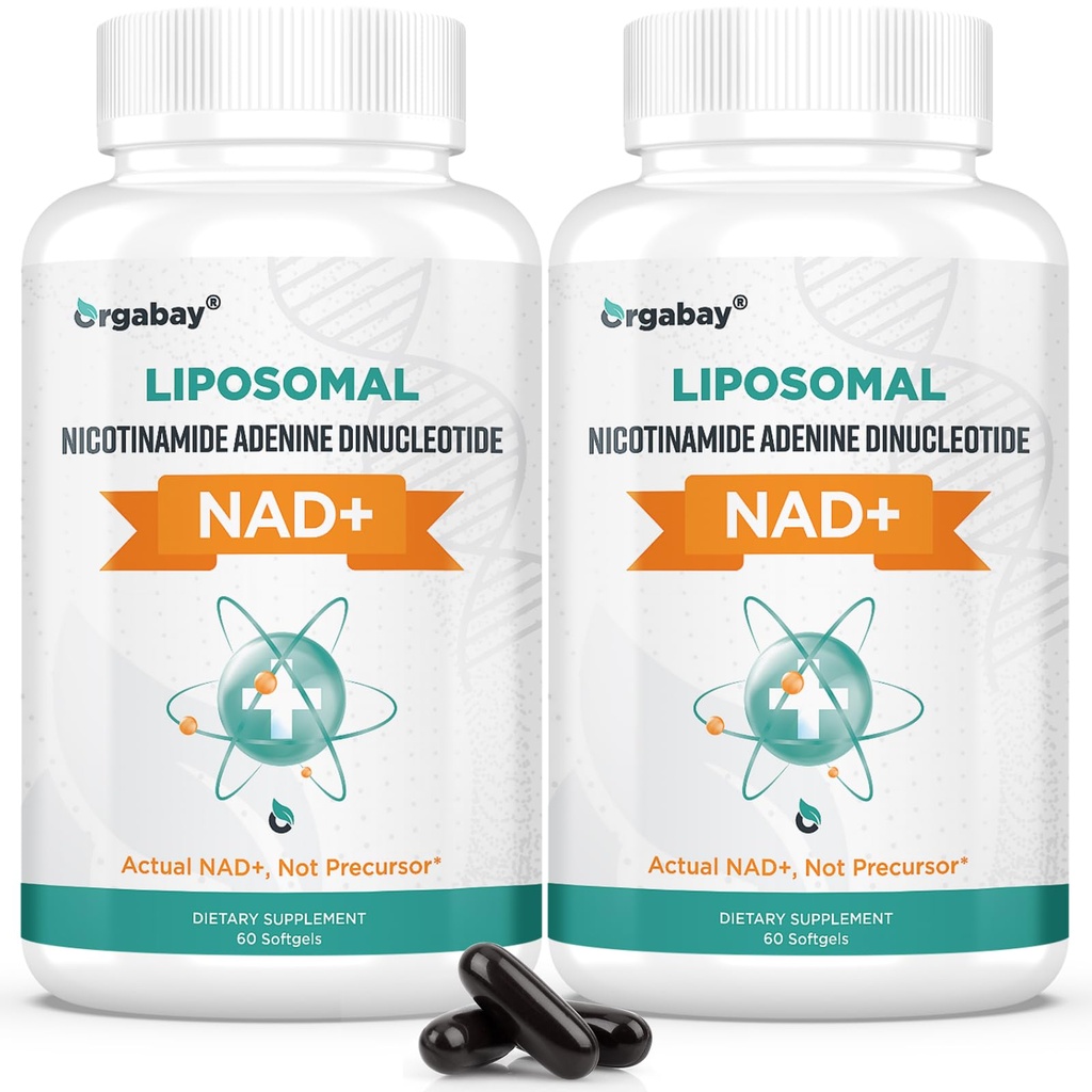 Orgabay Liposomal NAD+ Dodatek 500 mg, visoka absorpcija, povečanje NAD+ s TMG 250 mg, dejanska NAD Plus bolj učinkovito kot nikotinamid ribozid, podpora celična energija, zdravo staranje 