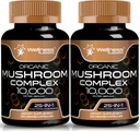 WELLNESS LABSRX Gobe Dopolnilo Kapsule 10:1 Ekstrakt, gobe kompleksne kapsule 1000mg, Levi Mane dodatek s Turčijo rep, Cordyceps, Reishi - 2 pakiranje