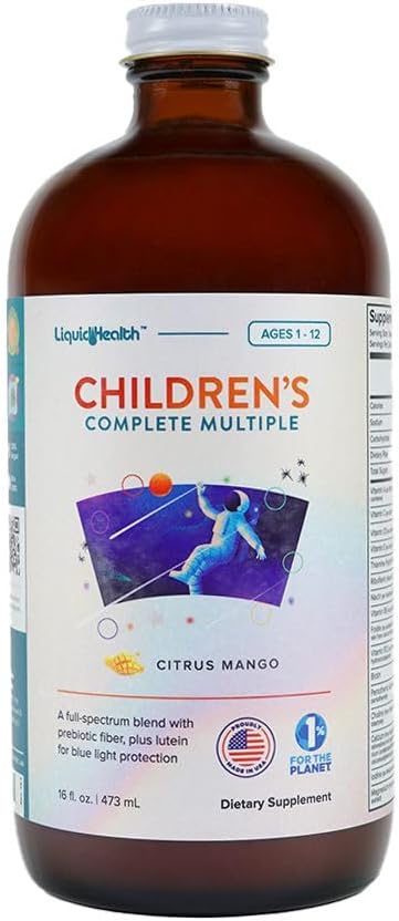 LIKVIDHEALTH otroški popolni tekoči multivitaminski izdelki za otroke, malčke - Esencialni vitamini, hranila in minerali, Imunska podpora, Gut Health - Izdelano v ZDA, Vegan, Non GSO, Sugar-free (16 oz)
