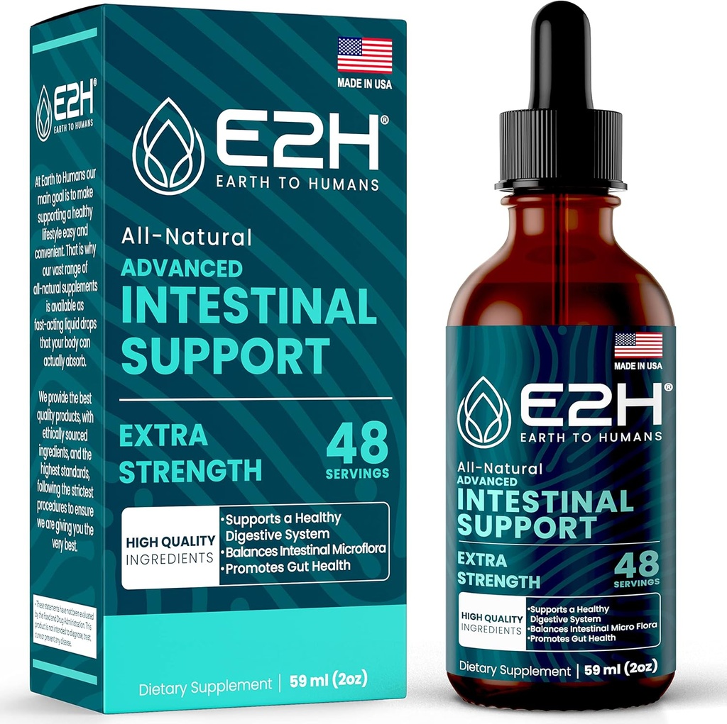E2H Advanced Intestinalna podpora - Naravno črevesno čiščenje in Prebavna čistilo - Wormwood in črni Walnut Extract - Non-GMO, Vegan - 2 Fl Oz