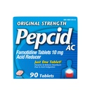 Pepcid AC Original Moč Zgaga Relief tablete, OTC Medicine Preprečuje in sprošča zgago Zaradi kisle prebavne motnje in Sour Stomach, 10 mg Famotidin Acid Reducer, hitro delovanje, 90 ct