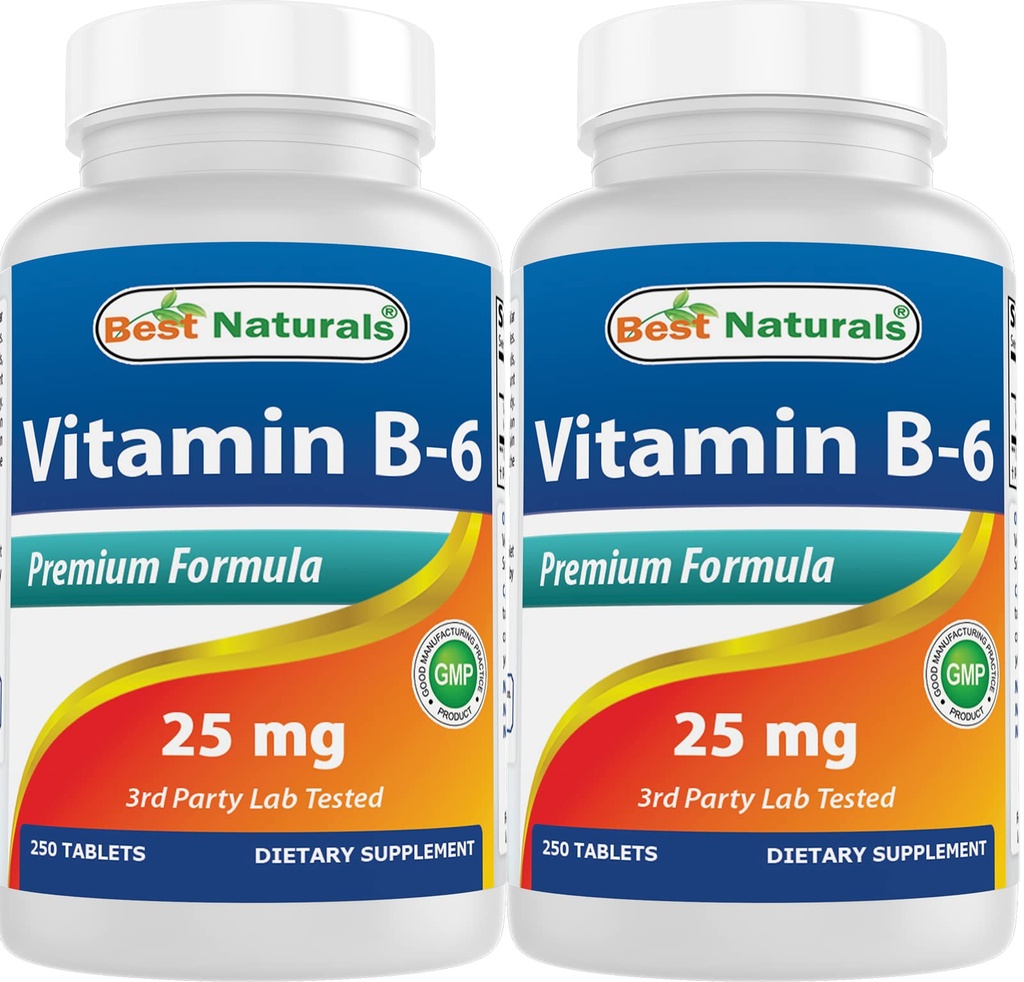 Najboljši naravni vitamin B6 25mg 250 tablet (250 tablet (Pack of 2))