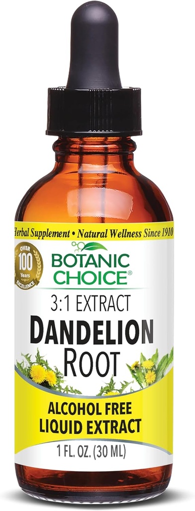 Botanična izbira Dandelion Root, Alkohol brez tekočine ekstrakt-traditionalna podpora za zdravje jeter, čiščenje toksinov, Aid Digestion-1 Fluid Ounce