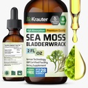 BIO KRAUTER Irish Sea Moss Drops - Chondrus Crispus Sea Moss dodatek z Bladderwrack - Alkohol & Sugar Free Jodine dodatek - 2 Fl.Oz.