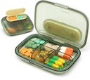 Toplive 6 Kompartmenti majhne tablete primeru potovalne tablete Organizator Pocket Medication Travel Case Prenosne majhne tablete kontejner z Magnet Light-Proof Mini tablete Box, Zelena