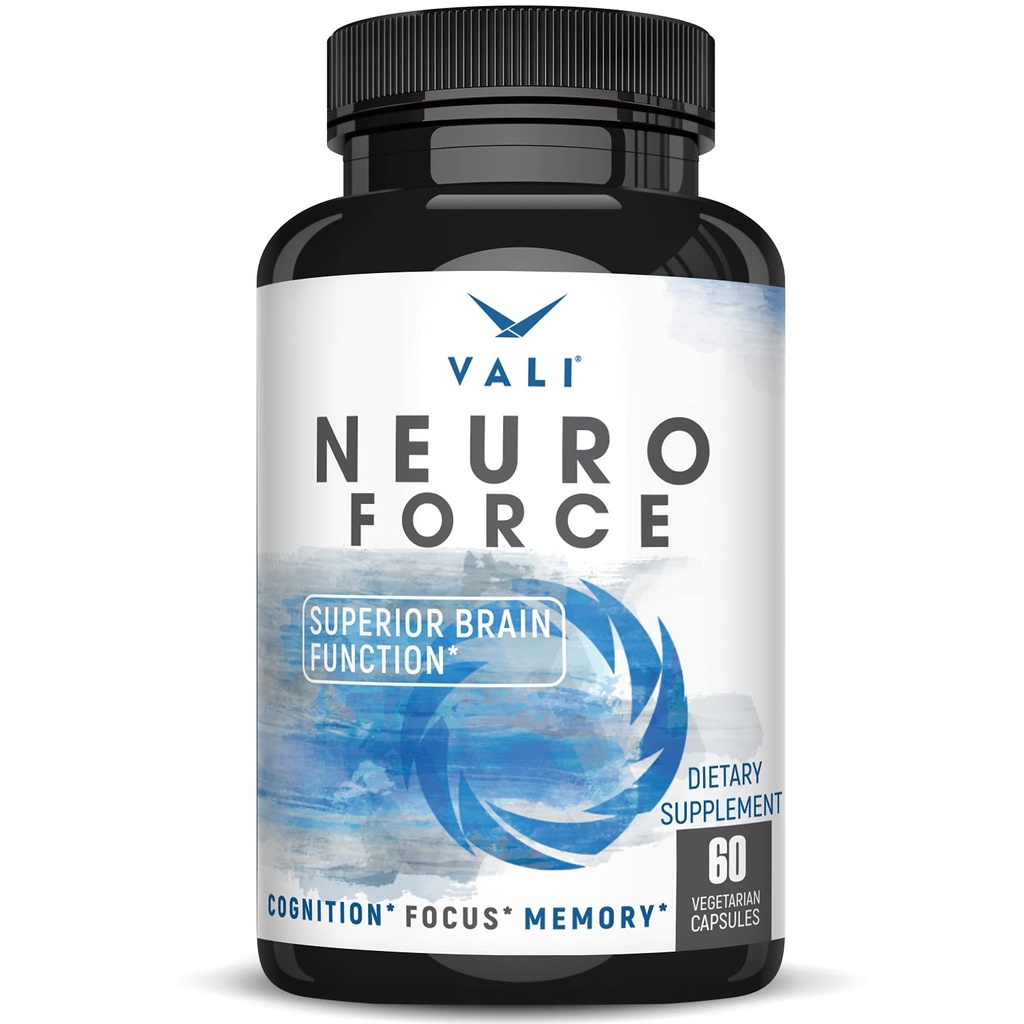 VALI Neuro Force Brain Booster Dodatek za fokus, Spomin, Jasnost in energijo. Dodatna moč Nootropne kognitivne funkcije Podpora za mentalno zmogljivost. z naravnim kofeinom. 60 Veggie kapsule