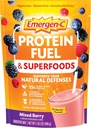 Emergen-C Protein Powder Fuel & Superfoods (16 Serving, mešane jagodne arome) Rastlinska in vegetarijanska mešanica z organskimi superživili, vitaminom C in drugimi antioksidanti