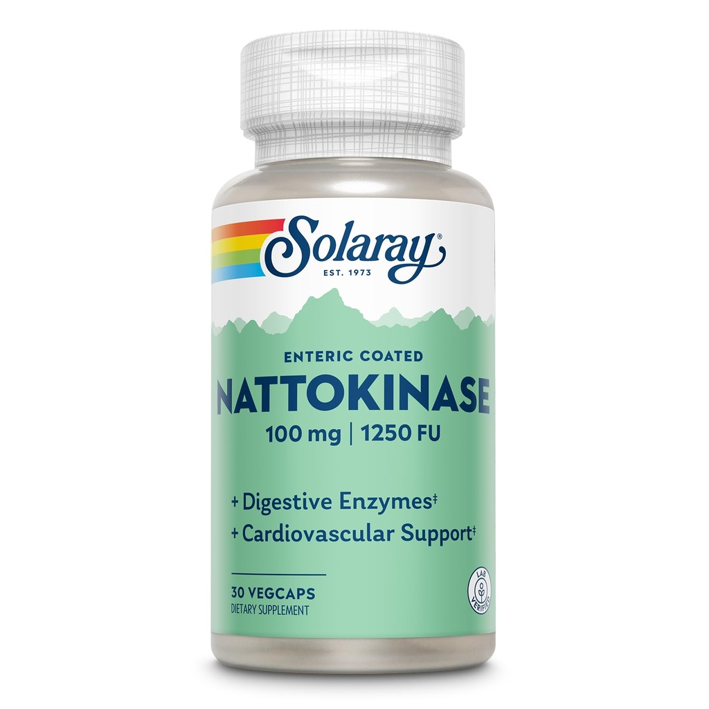 SOLARAY Nattokinase dodatek - Nattokinase 100mg, 1.250 FU - Tradicionalna zdravstvena podpora dodatek - Lab preverjeno, 60-dnevno jamstvo - 30 Servisi, 30 VegCaps