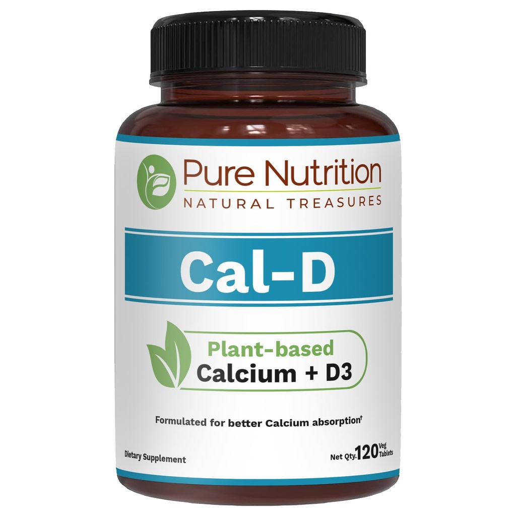 Pure Nutrition Cal D - Rastlinski bazi kalcij z VIT D3 K2 & Magnezij 