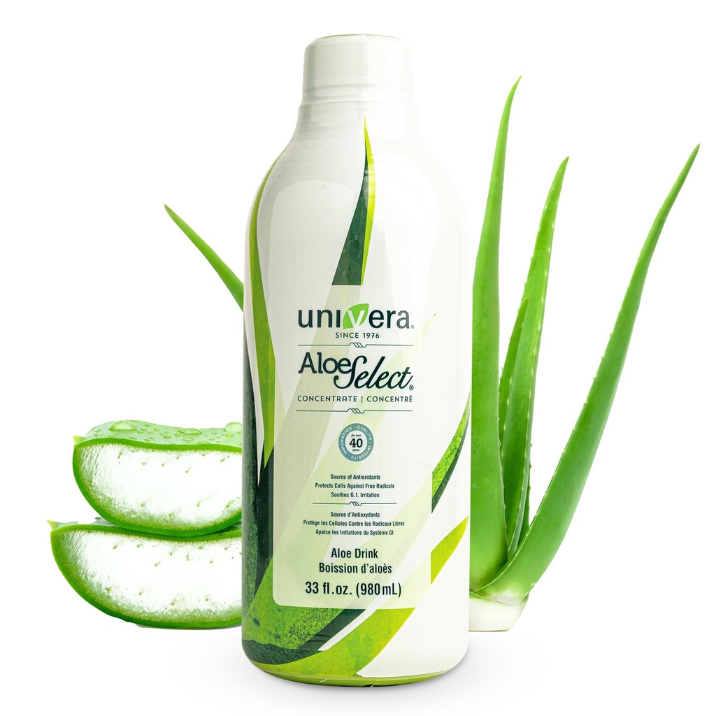 Univera Aloe Vera Juice, Preminum Organic Aloe Vera, 10% polisaharidna retencija, prebavni encimi za zdravje črevesja, imunosupresivno in črevesno zdravje, Aloe Flavor - 30 dni dobave (33 fl oz)