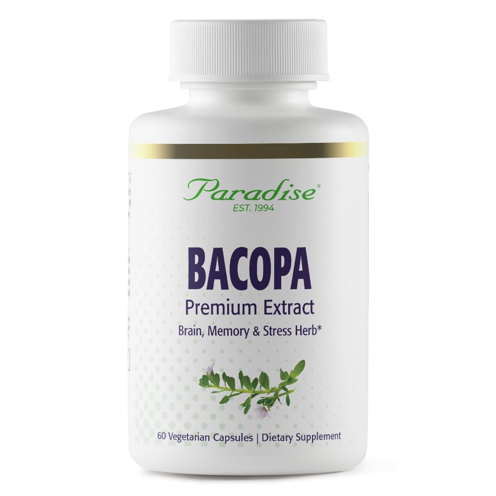 Paradise Zelišča Bacopa Extract, Vegan, Ne-GMO, Gluten brezplačno, 60 kapsul