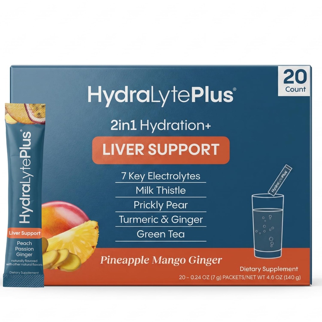 Hydralyte Jetra Podpora + Elektrolit Mešamo z mlekom osat, Kurkurja, Ginger, Prickly Pear, Zeleni čaj Izvleček oblikovan za hitro rehidracijo (Pineapple Mango Ginger, 20 Packets)