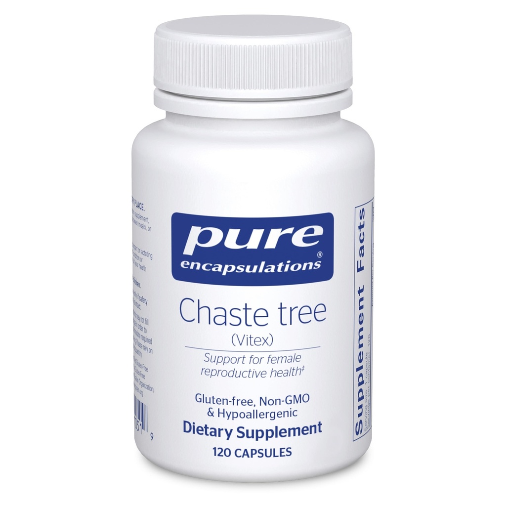 Čiste enkapsulacije Chaste Tree (Vitex) - podpira regularnost menstrualnega cikla - za udobje dojk* - Ženski dodatek - Hormonska podpora za ravnotežje - Ne-GMO & Vegan - 120 kapsul