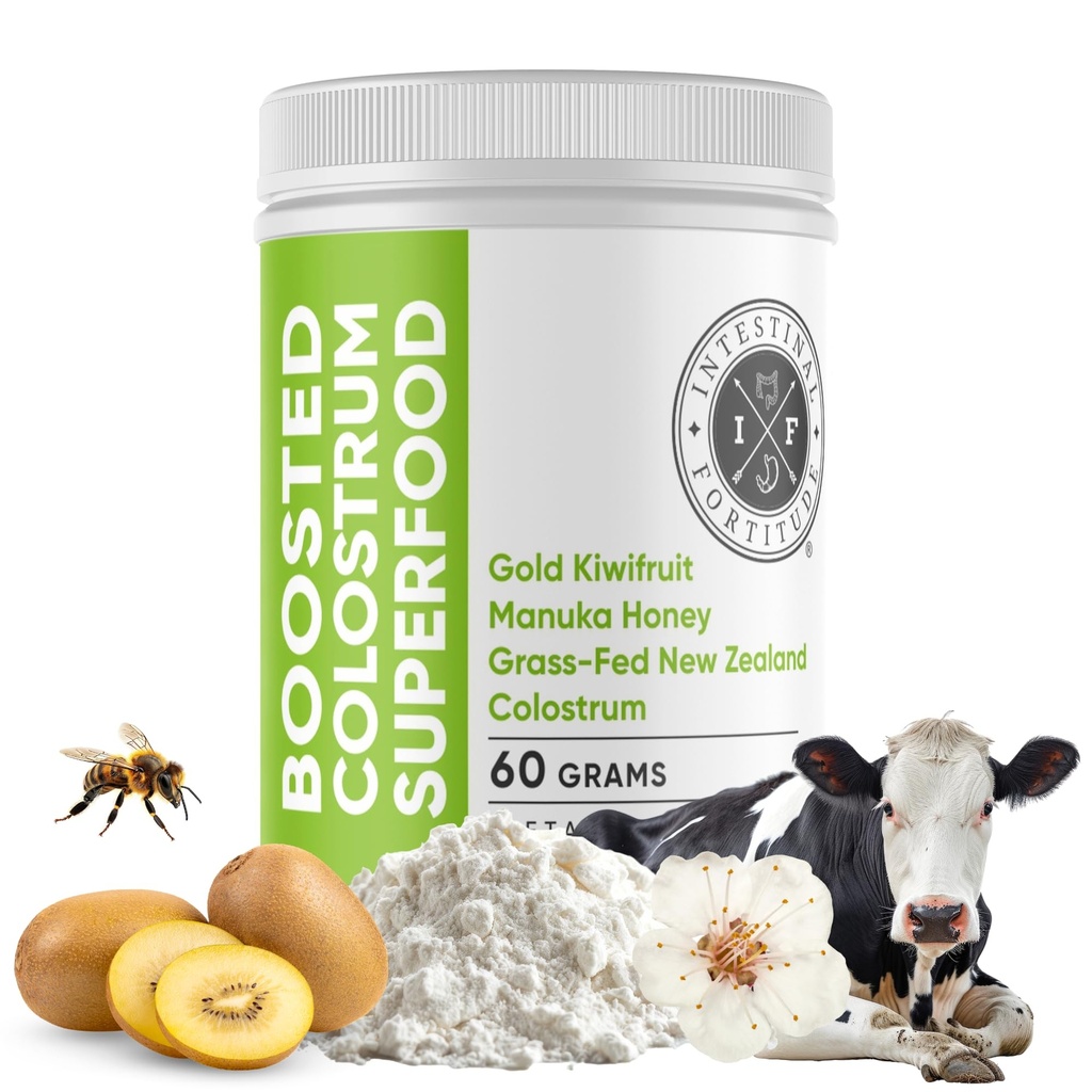 Intestinalna trdnost Okrepljeno kolostrum Superhrana prehranska dopolnila: Trava-Fed Novozelandska govedo Colostrum, Gold Kiwify, Manuka Med, za prebavljanje, imunski sistem, in Gut Health (150 Grams)