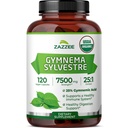 Zazzee Organic Gymnema Sylvestre 25:1 Extract, 7500 mg Jakost, 25% Gimnemična kislina, 120 Veganskih kapsul, 4 Mesec dobave, standardizirani in koncentrirani 25X ekstrakt, vse naravno in ne-GMO