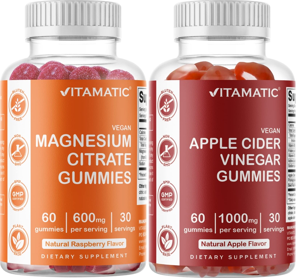 Vitamat Magnezij in jabolčni kiber Gumies - 60 Vegansko število vsak