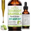 Soursop Graviola tekoče kapljice - 2000mg Pure Soursop Extract Pomešan s 300mg Morje Moss & 100mg Elderberry - Močna podpora celic, antioksidant-Rich, Imuno-Boosting - 2 Fl Oz (60ml) steklenica
