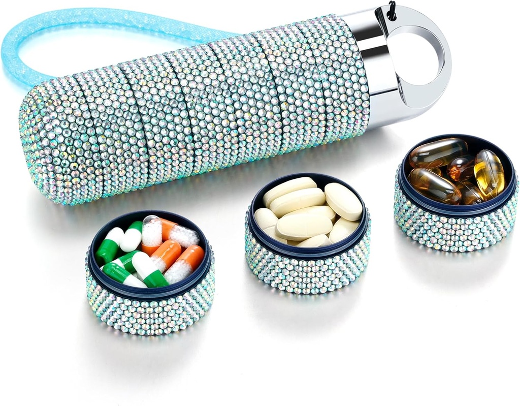 Zannaki Metal Bling Pill Organizator, Travel vodoodporne tedenske tablete Box, Prenosni veliki Aluminum Alloy Pill Zabojnik, BPA brezplačno 7 Daily Medicine Organizator Imetnik vitamina,ribje olje,Dobava