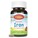 Carlson - otroško žvečljivo železo, 15 mg, superior absorpcija, zdravje krvi, proizvodnja energije in optimalna dobrota, naravna jagodna aroma, 60 tablet