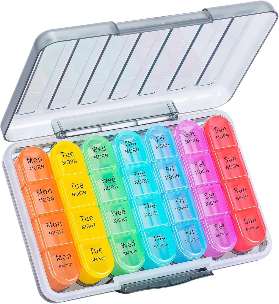 Daviky tedenske tablete Organizator 4 krat na dan, Moistrure-Proof tablete Box 7 dan, Daily Pill primeru Medicine Organizator Box enostaven za nošenje, Potovalne tablete Organizator z 28 Kompartmenti za zadrževanje vitaminov in Meds