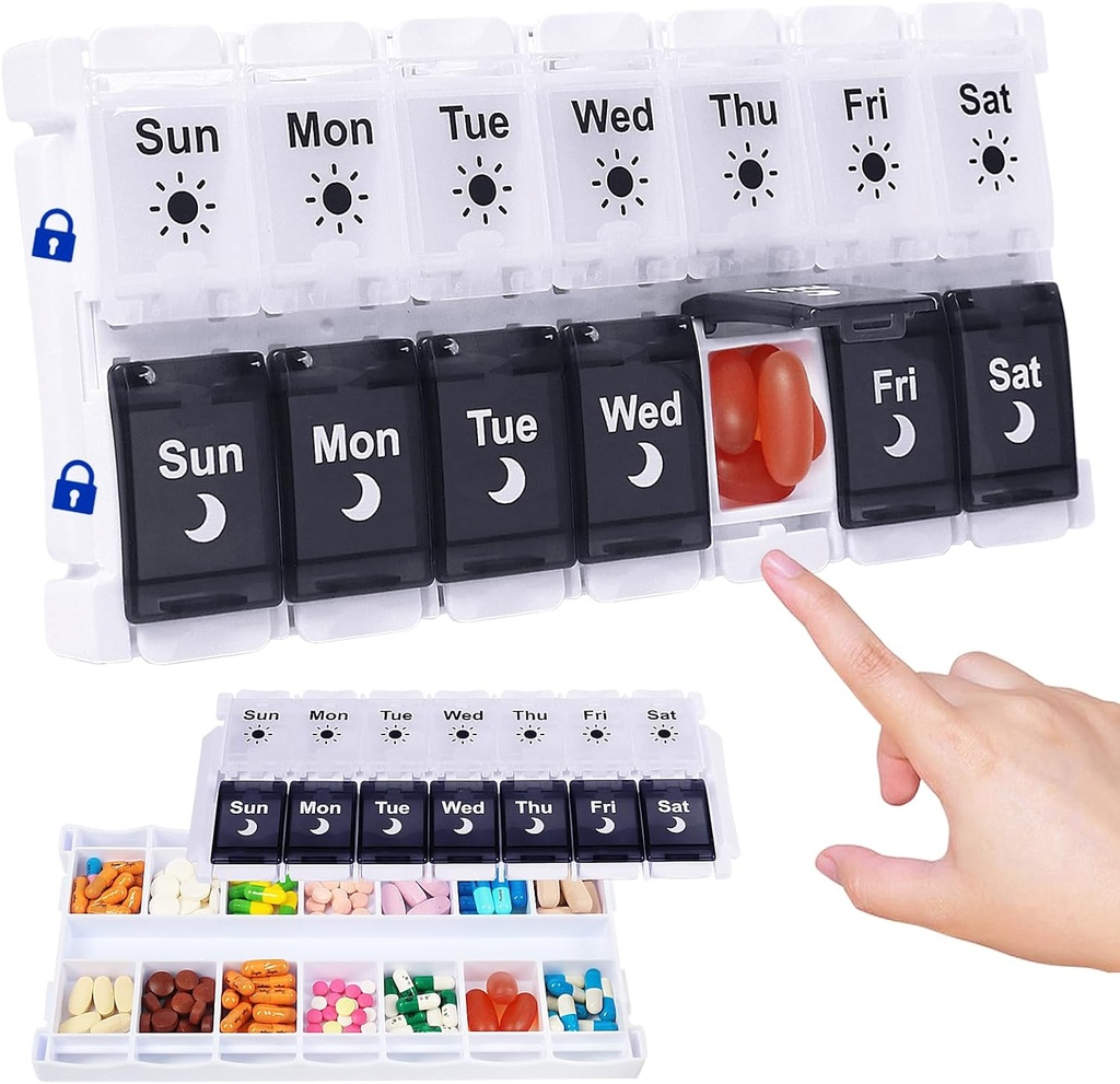 HRX paket tablete Organizator 2 krat na dan, Easy polnilo in odprt tedenska medicina Box vitaminski primeri za 7 dan AM PM