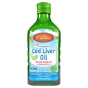 Carlson - Kid's Cod Jetra Oil, 550 mg Omega-3s, Plus Vitamini A in D3, Tekoča ribje olje, Divja ujeta norveška arktična trska, Trajno pridobljeno nordijsko ribje olje, Zelena Apple, 250 ml (8,4 Fl Oz)