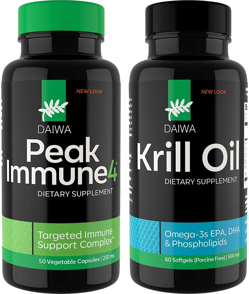 Daiwa Peak Immune 4 - Booster naravnega imunskega sistema + Daiwa Krill Oil – Omega 3 Kapsula krila