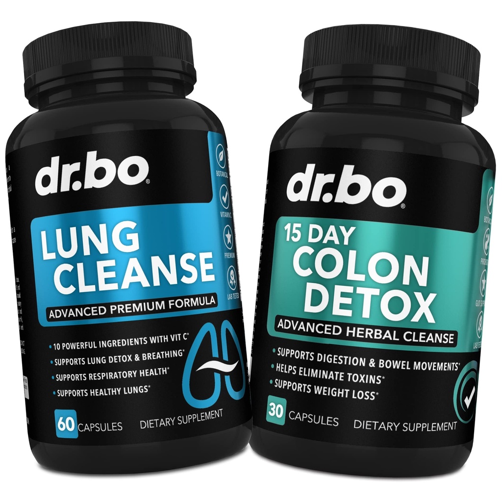 Lung Cleanse & Colon Detox - Zeliščne formule za podporo dihalnega zdravja in Bowel gibanja
