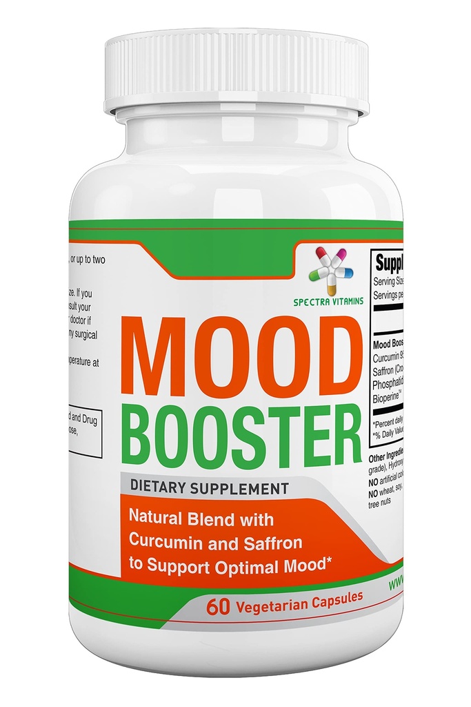 Spectra Vitamini - Mood Booster 60 Caps - Mood Booster Kapsule podpira optimalno razpoloženje, Stress Relief, Focus, za moške/ženske