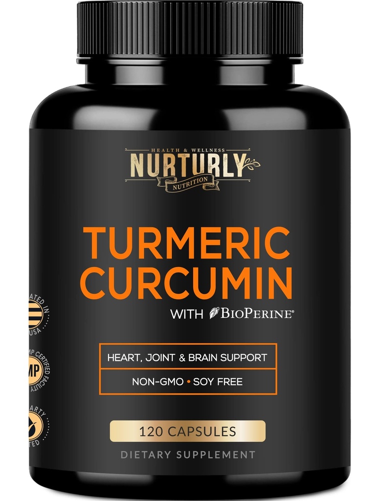 Kurkumin z BioPerin črnim poprom in 95% kurkuminoidi - visoka absorpcija Kurkumin dopolnila 1300mg za zdravje Health - Non-GMO, Gluten prosti - 120 kapsul