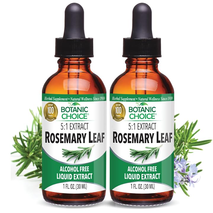 Botanična izbira – Rosemary Leaf Liquid Extract – Alkohol brez glutena – hitro delovanje dodatek kapljice – enostaven za uporabo kapalko – 1 Tekoči ounce 2 pakiranje