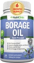 Borage Oil - 1000 mg - 180 Softgels - hladno stisnjeno visoko GLA Borage Semena olje - Hexane in PA brezplačno - Super za kožo, lase in kosti.