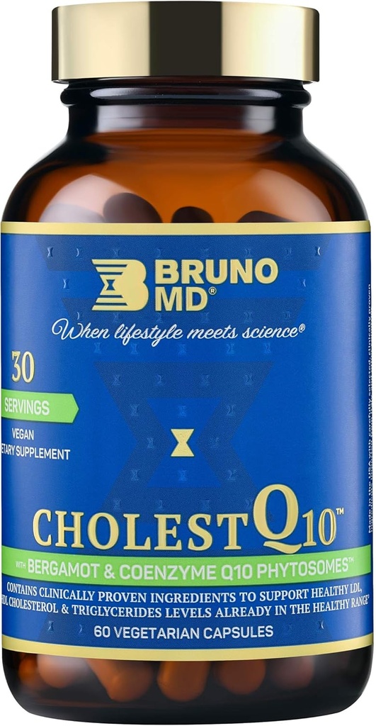 CholestQ10 dodatek, Podpira HDL Holesterol & Triglicerid ravni že v normalnem območju, z kurkumin, klinično dokazano sestavine, naravna Cynara Cardunculus, 60 kapsule