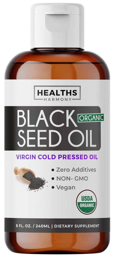 USDA organsko olje iz semen kumine Tekoča (8 fl oz) Premium hladna Nigella Sativa Production Pure - Antioksidant dodatek - Veganska, Gluten-free, & Ne-GMO (brez tablet ali kapsul)